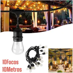 GENERICO - Guirnalda 10 Bombillas 10 metros LED Vintage Jardin Fiestas