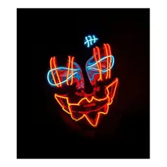 GENERICO - Mascara LED Naranja y Azul para halloween Incluye Pilas