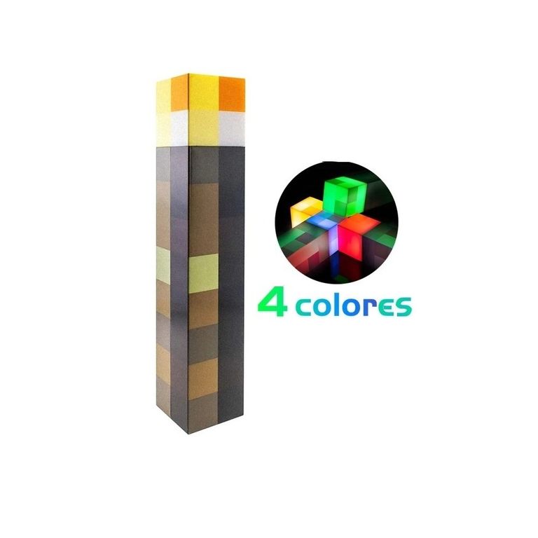 LÁMPARA LED DE 4 COLORES, ANTORCHA MINECRAFT BATERIA RECARGABLE