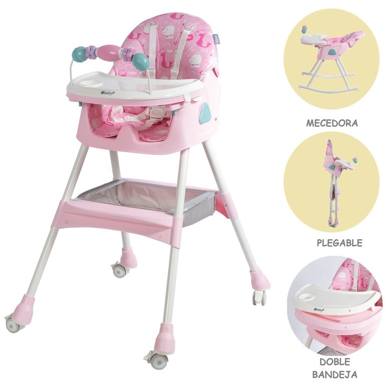 Silla de Comer Dali con Respaldar y arco de Juego Rosado