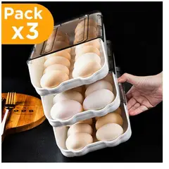 OEM - Porta Huevos de 3 Niveles Apilable Capacidad 42 Huevos