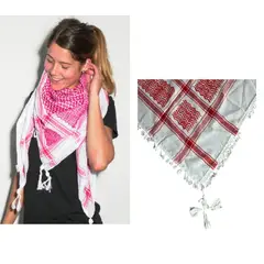 INDIAN - Bufanda cuadrada blanco con rojo_.