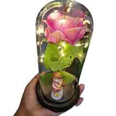 GENERICO - Rosa Eterna Cúpula mamá Similar Rosa Real luz Led rosa