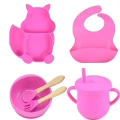 OEM - Plato para bebe - Set de platos de silicona bebe - Fucsia