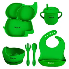 OEM - Plato para bebe - Set de platos de silicona bebe - Verde