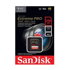 SANDISK - Memoria SD Extreme Pro 256GB 4k UHS-I C10 U3 200mbs
