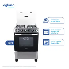 AGHASO - Cocina 4 hornillas Premium Gas Natural