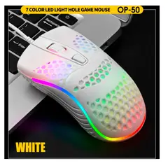 GENERICO - Mouse USB RGB Para PC Laptop con 1600 DPI Blanco
