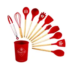GENERICO - Set de Utensilios Multifuncional para Cocina de Silicona - Rojo