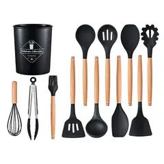 GENERICO - Set de Utensilios Multifuncional para Cocina de Silicona - Negro