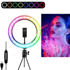 OEM - Aro LED de Colores y Blanco RGBW 20cm Tripode Soporte