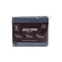 GENERICO - Set De Sábanas Lisa 100 Algodón180 Hilos Queen Azul Marino