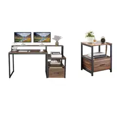 VENTITAS HOME - COMBO Velador Symone y Escritorio Fornitte Gales