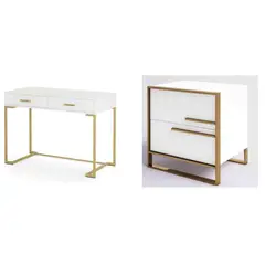 VENTITAS HOME - COMBO Velador Deluxe Colby y Escritorio Golden Kamoneé