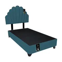 BARAKA HOME - Dormitorio Afrodita + Cabecera patas ajustables 1.5 plz - Cobalto