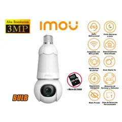 IMOU - Cámara Seguridad Foco Wi-Fi BULB CAM 3MP 360° Noche Color + SD 256GB