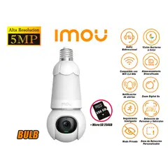 IMOU - Cámara Seguridad Foco WiFi BULB CAM 5MP 360° Noche Color + SD 256GB