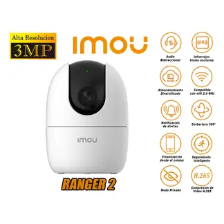 IMOU - Cámara de Seguridad Wi-Fi RANGER 2 Gira 360° 3MP Inteligente