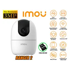IMOU - Cámara de Seguridad Wi-Fi RANGER 2 Gira 360° 3MP + Micro SD 32GB
