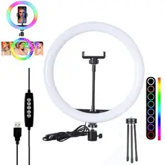 OEM - Aro LED de Colores y Blanco RGBW 20cm Tripode Soporte