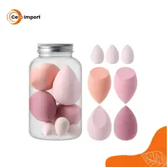 GENERICO - Juego de 7 Esponjas para Maquillaje Beauty Blender en Frasco