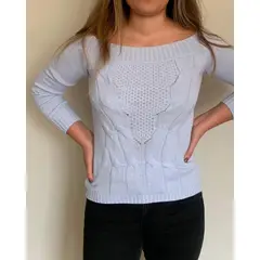 GENERICO - Chompa Ojal Mujer Celeste.