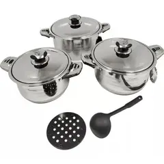 VALESKA - Juego de Ollas 06 Piezas Acero Inoxidable