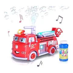 GENERICO - Juguete Camión Bombero Lanza Burbujas con Luz y Sonido