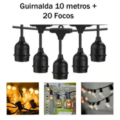 OEM - Guirnalda 20 Bombillos de 10 metros LED Warm Vintage Jardin Fiestas