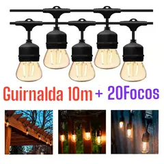 OEM - Guirnalda 20 Bombillos de 10 metros LED Warm Vintage Jardin Fiestas