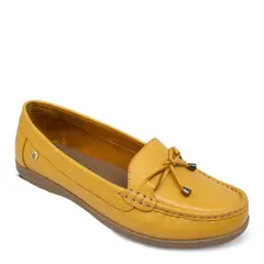 HAWERL - Zapato Mocasin De Cuero Mujer Mostaza F591MZ