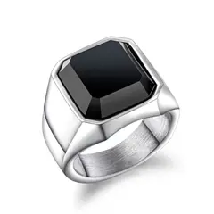 GENERICO - ANILLO CLASSY BLACK PLATA - RIN-07