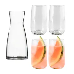 CRISTAR - Set de Vasos con Jarra Tipo Decantador de 5 Piezas Transparente -