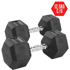 XTREME SPORT - Mancuerna Hexagonales 12.5kg Pesas de Goma x2