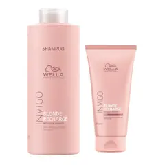 WELLA - Shampoo 1Lt Acondicionador 200ml Invigo Blonde Recharge
