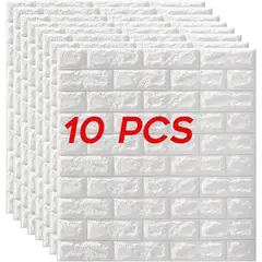 GENERICO - Pack x 10 Pcs Papel Tapiz Autoadhesivo Decoración 3D Ladrillo Blanco