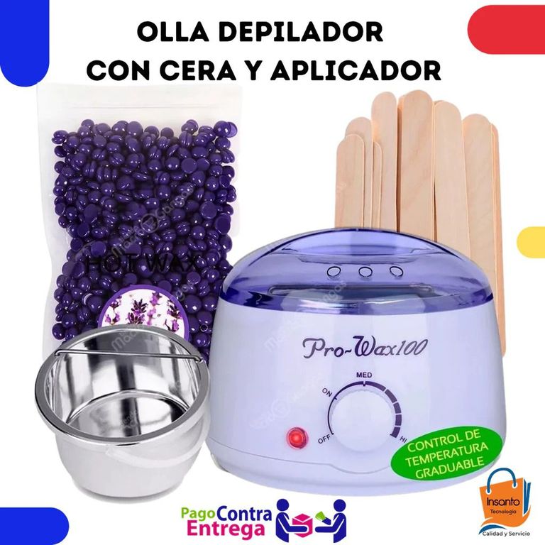 Combo Depilación Olla de Cera + 12 Palitos + 100Gr Cera