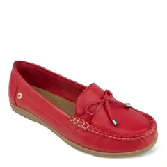 HAWERL - Zapato Mocasin De Cuero Mujer Rojo F591RJ