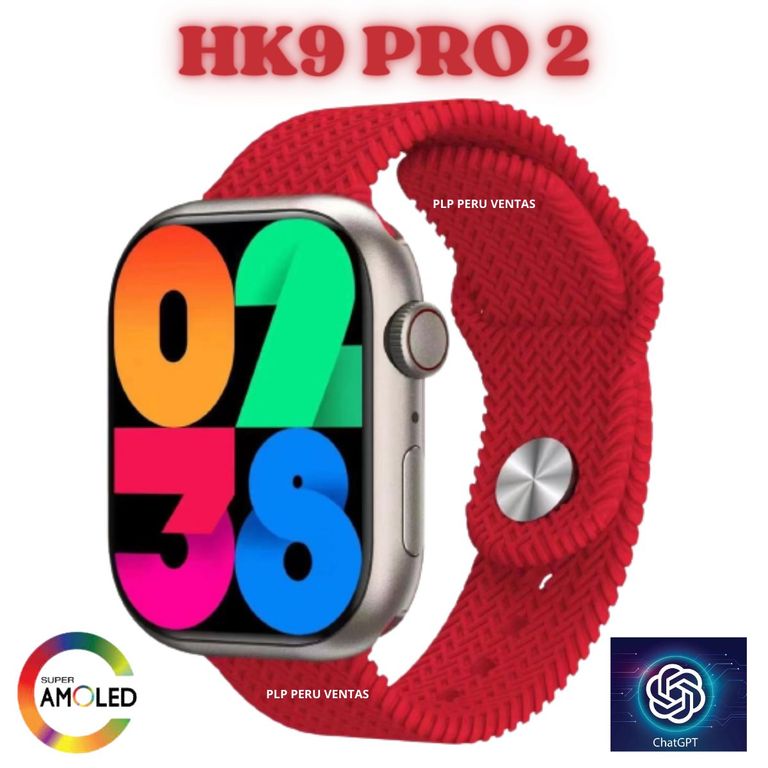 Smartwatch Hk9 Pro Plus 2GB Chat GPT Amoled Rojo