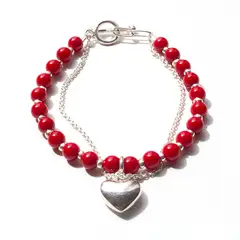 GENERICO - Pulsera con Piedras Jaspe con Detalles en Plata 1Ley