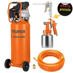 TRUPER - Kit Compresora de aire 80Lt vertical manguera pistola pintar sopletear