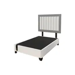 BARAKA HOME - Dormitorio Lugo + Cabecera patas ajustables 1.5 plz - Ivory y Gris Grafito