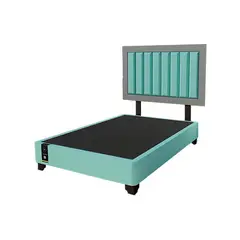 BARAKA HOME - Dormitorio Lugo + Cabecera patas ajustables 2 plz - Jade y Gris Grafico