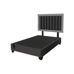 BARAKA HOME - Dormitorio Lugo + Cabecera patas ajustables 2 plz - Negros y Gris Grafico