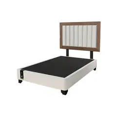 BARAKA HOME - Dormitorio Lugo + Cabecera patas ajustables 2 plz - Gris Claro y Catania