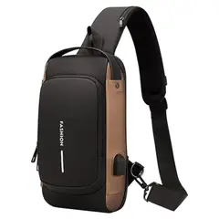 GENERICO - Mochila Cruzada con Clave Antirrobo Impermeable Carga Usb - Dorado