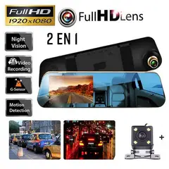 GENERICO - Espejo Retrovisor Con Camara Delantera Trasera Vision Nocturna Auto