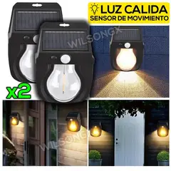 GENERICO - Kit 2 Lámpara Foco Luz Led Solar con Sensor de Movimiento Recargable