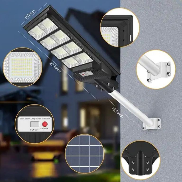 Lampara Poste Solar Alumbrado Publico 200W 600 Leds