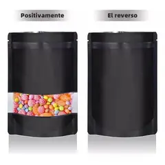LA SEMILLITA PERUANA - 100 Sobre Negro con ventana Trilaminado,con zipper, con abre fácil
